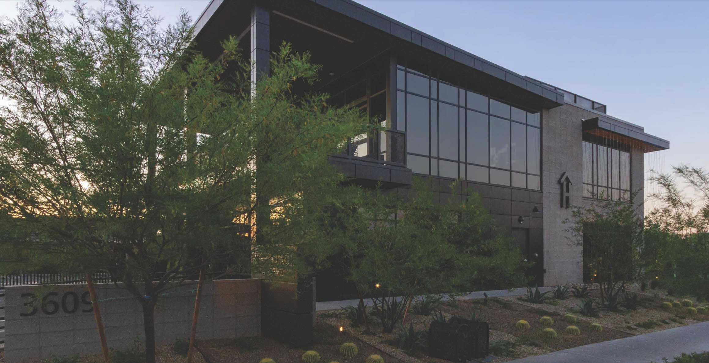 High Place Mortgage headquarters at 3609 N 44th Street, Phoenix, Arizona at dusk